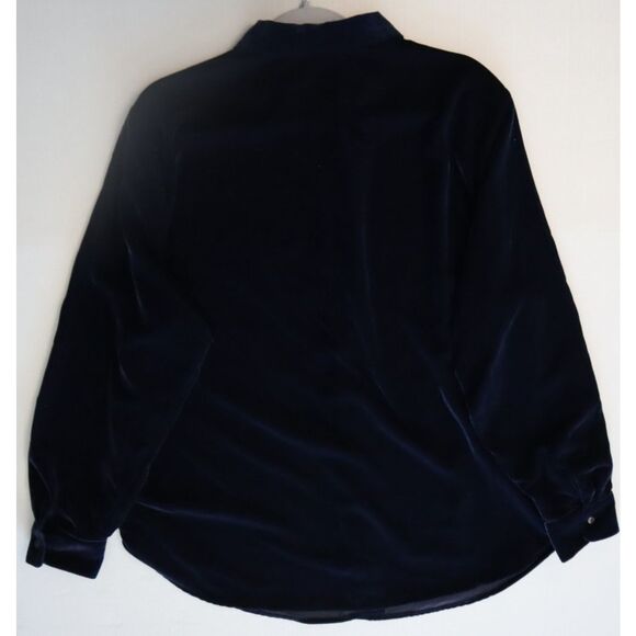 GAP 823666 Women's Sz XL Navy Blue Velvet Boyfriend Button-Up L/S Shirt - Picture 7 of 7